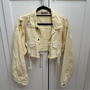 LF Carmar Yellow Denim Jean Cropped Jacket